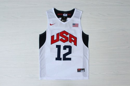 Nike Team USA Basketball 2012 London Olympics James Harden 12 White Jersey